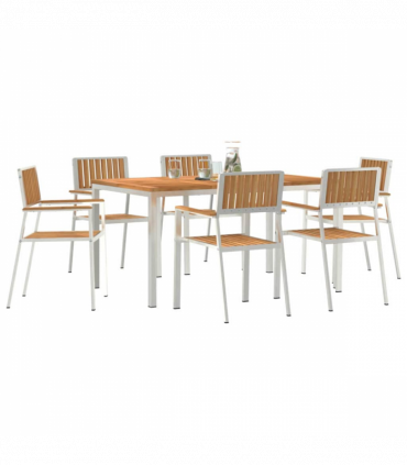 vidaXL Garden Dining Set 7 pcs Brown Solid teak wood
