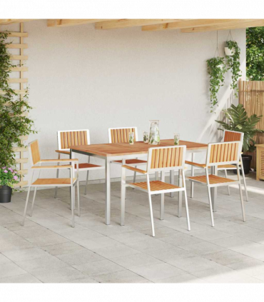 vidaXL Garden Dining Set 7 pcs Brown Solid teak wood