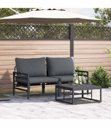 vidaXL Garden Sofa Set 3 pcs Anthracite Steel