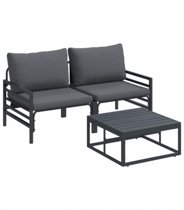 vidaXL Garden Sofa Set 3 pcs Anthracite Steel