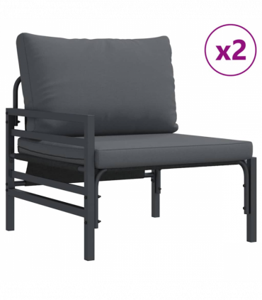 vidaXL Garden Sofa Set 3 pcs Anthracite Steel