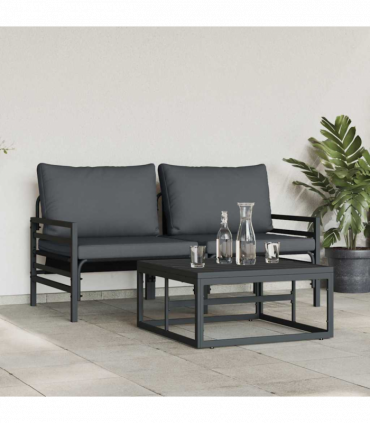 vidaXL Garden Sofa Set 3 pcs Anthracite Steel
