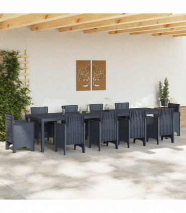 vidaXL Garden Table Anthracite 350 x 100 x 73 cm Poly Rattan