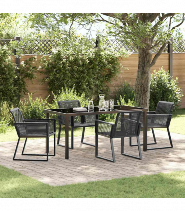 vidaXL Garden Dining Set 5 pcs Black Poly rattan