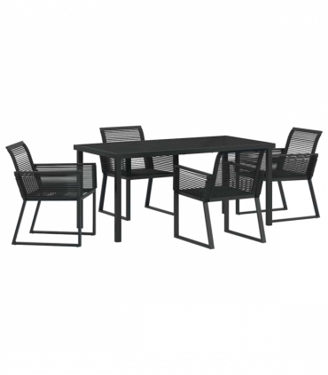 vidaXL Garden Dining Set 5 pcs Black Poly rattan