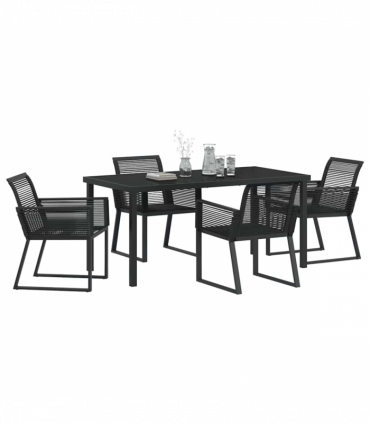 vidaXL Garden Dining Set 5 pcs Black Poly rattan
