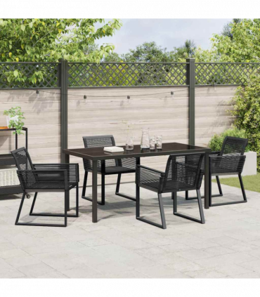 vidaXL Garden Dining Set 5 pcs Black Poly rattan