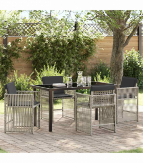 vidaXL Garden Dining Set 5 pcs Light grey Poly rattan