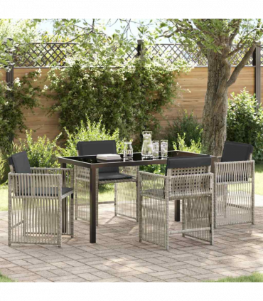 vidaXL Garden Dining Set 5 pcs Light grey Poly rattan