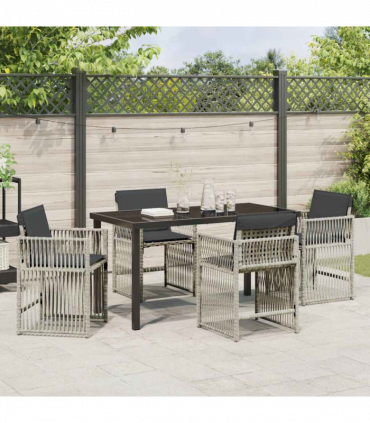 vidaXL Garden Dining Set 5 pcs Light grey Poly rattan