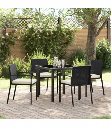vidaXL Garden Dining Set 5 pcs Black Poly rattan