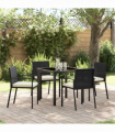 vidaXL Garden Dining Set 5 pcs Black Poly rattan
