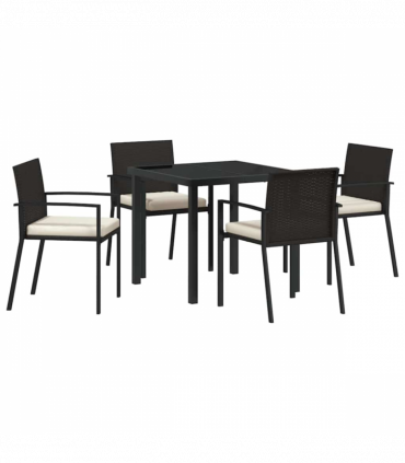 vidaXL Garden Dining Set 5 pcs Black Poly rattan