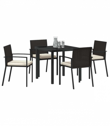 vidaXL Garden Dining Set 5 pcs Black Poly rattan