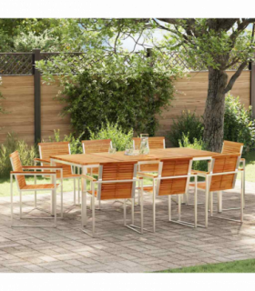 vidaXL Garden Dining Set 9 pcs Solid Wood Teak