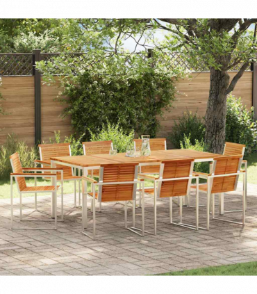 vidaXL Garden Dining Set 9 pcs Solid Wood Teak