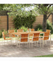 vidaXL Garden Dining Set 9 pcs Solid Wood Teak