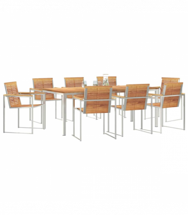 vidaXL Garden Dining Set 9 pcs Solid Wood Teak