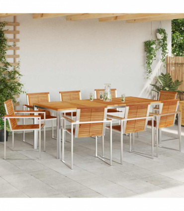 vidaXL Garden Dining Set 9 pcs Solid Wood Teak