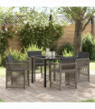vidaXL Garden Dining Set 5 pcs Grey Poly rattan