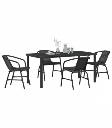 vidaXL Garden Dining Set 5 pcs Black Poly rattan