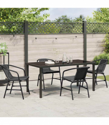 vidaXL Garden Dining Set 5 pcs Black Poly rattan