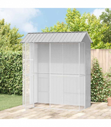 vidaXL Bird Cage with Storage Grey 215 x 110 x 247 cm Galvanised steel