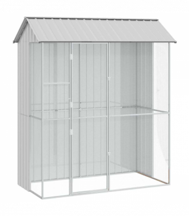vidaXL Bird Cage with Storage Grey 215 x 110 x 247 cm Galvanised steel