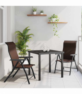vidaXL Garden Dining Set Height-Adjustable 3 pcs Brown Poly rattan