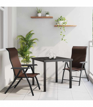 vidaXL Garden Dining Set Height-Adjustable 3 pcs Brown Poly rattan