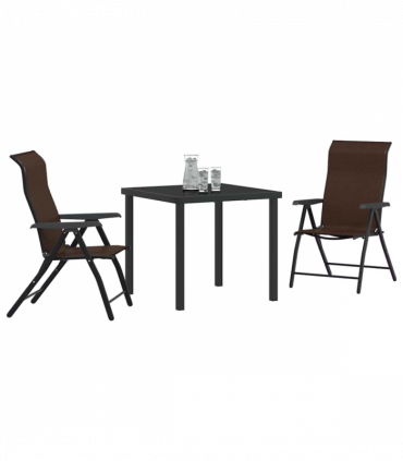 vidaXL Garden Dining Set Height-Adjustable 3 pcs Brown Poly rattan
