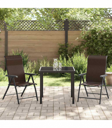 vidaXL Garden Dining Set Height-Adjustable 3 pcs Brown Poly rattan