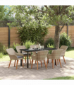 vidaXL Dining Set 7 pcs Light grey Poly rattan