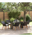 vidaXL Garden Dining Set with Cushion 7 pcs Black Poly Rattan