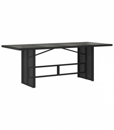 vidaXL Garden Dining Set with Cushion 7 pcs Black Poly Rattan