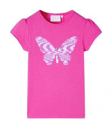 Kids' T-shirt with Cap Sleeves Dark Pink 116