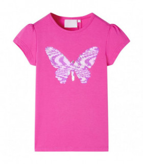 Kids' T-shirt with Cap Sleeves Dark Pink 128