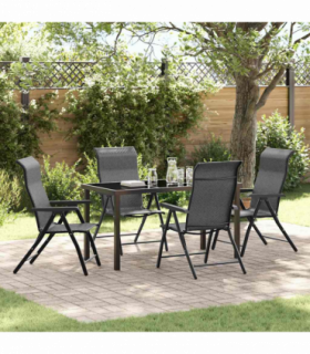vidaXL Garden Dining Set Height-Adjustable 5 pcs Grey Poly rattan