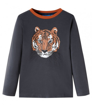 Kids' T-shirt with Long Sleeves Anthracite 128