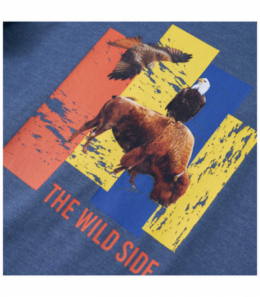 Kids' T-shirt with Long Sleeves Blue Melange 128