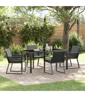 vidaXL Garden Dining Set 5 pcs Black Poly rattan