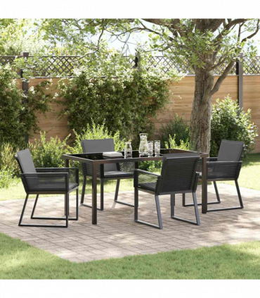 vidaXL Garden Dining Set 5 pcs Black Poly rattan