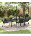 vidaXL Garden Dining Set 5 pcs Black Poly rattan