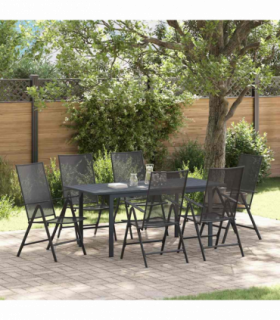 vidaXL Garden Dining Set 7 pcs Anthracite Steel