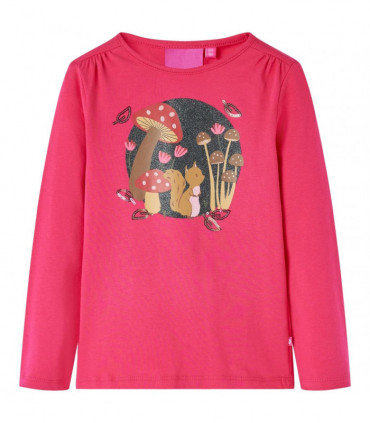 Kids' T-shirt with Long Sleeves Bright Pink 128