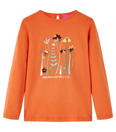 Kids' T-shirt with Long Sleeves Burnt Orange 128