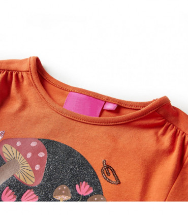 Kids' T-shirt with Long Sleeves Burnt Orange 92