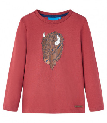 Kids' T-shirt with Long Sleeves Burnt Red 140