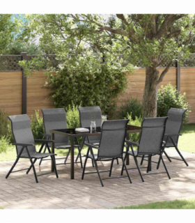 vidaXL Garden Dining Set Height-Adjustable 7 pcs Grey Poly rattan