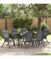 vidaXL Garden Dining Set Height-Adjustable 7 pcs Grey Poly rattan